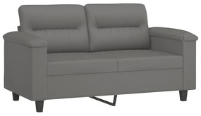2 pcs conj. sofás c/ almofadões tecido microfibra cinza-escuro
