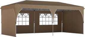 Outsunny Tenda Dobrável 6x3 m Pop-up com 4 Laterais Amovíveis Tenda de Jardim com Faixas Refletoras Altura Ajustável UPF50+ Bege | Aosom Portugal