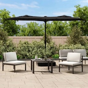 Guarda-sol de jardim com cabeça dupla 316x240 cm preto