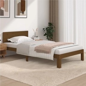 vidaXL Estrutura de cama 100x200 cm madeira pinho maciço castanho mel