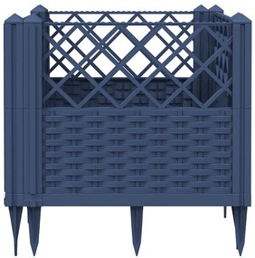 Vaso/floreira de jardim c/ estacas 43,5x43,5x43,5cm PP cinzento azul