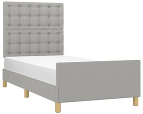 Estrutura de cama sem colchão 100x200 cm tecido cinzento-claro