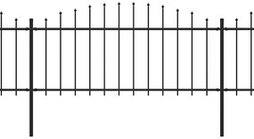 Cerca de jardim com topo em lanças (0,5-0,75)x13,6 m aço preto