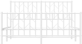 Estrutura de cama com cabeceira e pés 140x200 cm metal branco
