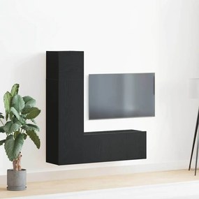 vidaXL Conjunto de móvel de TV Montado na parede 3 pcs Carvalho preto