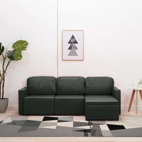 vidaXL Sofá-cama modular de 3 lugares couro artificial cinzento
