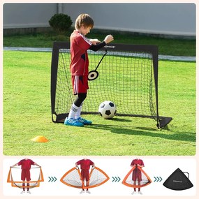 Conjunto de 2 balizas de futebol com acessórios de treino 120 x 91 x 91 cm para crianças laranja