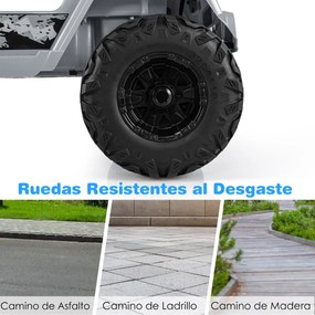 Carro elétrico para crianças 12V com velocidade ajustável com controlo remoto cinzento