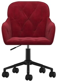 Cadeira de escritório giratória veludo vermelho tinto