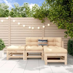 vidaXL 4 pcs conjunto lounge de jardim madeira de pinho maciça