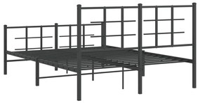Estrutura de cama com cabeceira e pés 140x200 cm metal preto