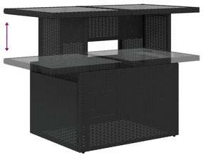 8 pcs conjunto sofás de jardim com almofadões vime PE preto