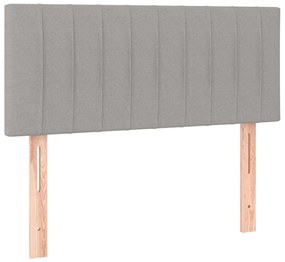 Cama box spring c/ colchão e LED 100x200 cm tecido cinza-claro