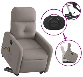 Poltrona elevatória de massagens tecido cinzento-acastanhado