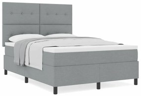 Cama Box Spring com Colchão Cinza Claro 140x190 cm Tecido
