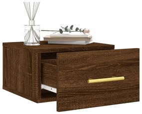 Mesa de cabeceira de parede 35x35x20 cm cor carvalho castanho