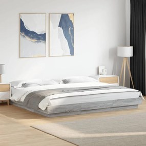 Estrutura de cama 180x200 cm derivados de madeira cinza sonoma