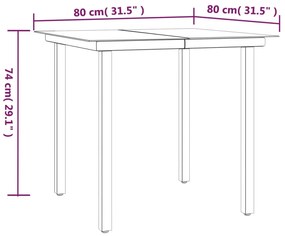 3 pcs conjunto de jantar para jardim aço e textilene preto