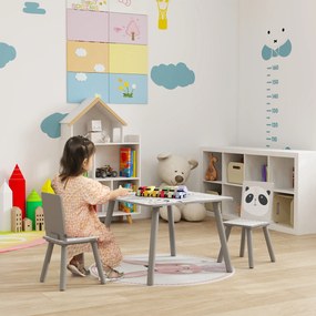 Conjunto de Mesa e Cadeiras para Crianças de 3 Peças Mesa Infantil com 2 Cadeiras Conjunto de Móveis para Atividades Cinza