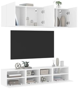 5 pcs móveis de parede p/ TV derivados de madeira branco