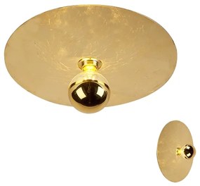 Candeeiro de tecto moderno dourado 40cm - Disque Moderno