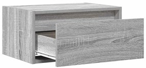 Mesas de cabeceira de parede com luzes LED 2pcs cinzento sonoma