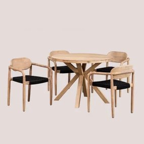 Conjunto de Mesa Redonda (Ø100 cm) e 4 Cadeiras de Jantar - Sklum