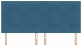 Cabeceira LED vidaXL Azul Escuro 100 cm Veludo