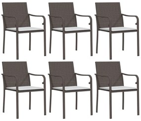 7 pcs conjunto de jantar p/ jardim c/ almofadões vime PE e aço