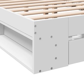 Estrutura de cama c/ gavetas 160x200cm derivados madeira branco