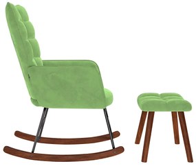 Cadeira de baloiço com banco veludo verde-claro