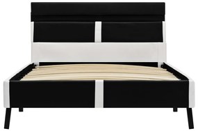 Estrutura de cama c/ LED 90x200 cm couro artificial preto