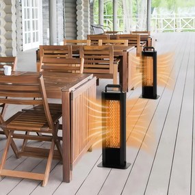 Aquecedor elétrico portátil à prova d'água de alumínio 1200W com aquecimento lateral duplo 24 x 16 x 63 cm preto