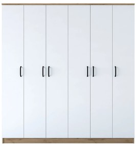 Roupeiro "Odin" - 6 Portas - 180x190.8x47.3cm, Nogueira e Branco