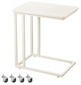 Mesa apoio para sofá com Rodas 50 x 35 x 55 cm branco creme