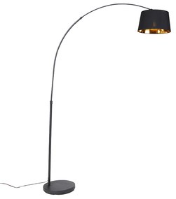 Candeeiro de arco moderno preto com dourado - Arc Basic Moderno