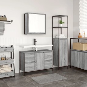 Conjunto de Móveis para Banheiro 2 Peças vidaXL Cinza Sonoma Madeira E