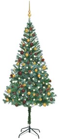 3077528 vidaXL Árvore de Natal artificial com luzes LED/bolas/pinhas 180 cm