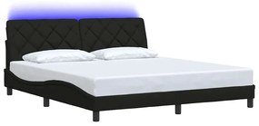 Estrutura de cama com LED sem colchão 180x200 cm tecido preto
