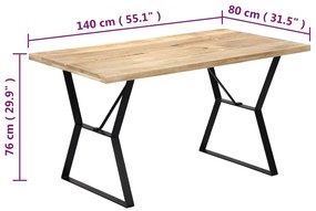 Mesa de jantar madeira de mangueira maciça 140x80x76 cm