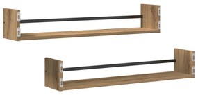 Prateleiras de Parede 2 pcs Carvalho Artesanal 80x16x14 cm Madeira Eng