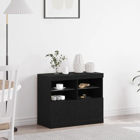 vidaXL Aparador com Luzes LED Carvalho Preto 81x37x67 cm