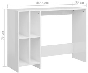 Secretária 102,5x35x75 cm derivados de madeira branco brilhante
