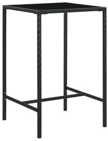 3 pcs conjunto de bar para jardim vime PE preto