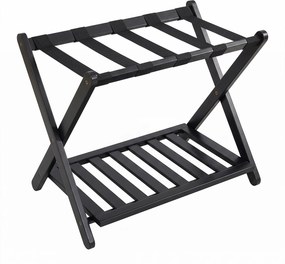Suporte para Malas Dobrável, 68 x 41 x 57 cm, Dois Níveis, Preto