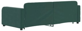 Sofá-cama com gavetão 90x200 cm veludo verde-escuro