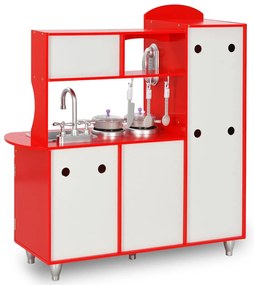 Cozinha de brincar para crianças MDF 84x31x89 cm vermelho