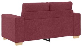 Conjunto de Sofá 2 Peças com Almofadas Vermelho Vinho Tecido