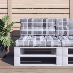 vidaXL Almofadão p/ sofá de paletes 80x40x12 cm tecido xadrez cinzento