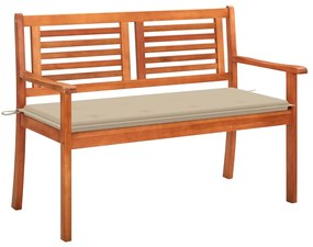 vidaXL Banco de jardim 2 lugares c/ almofadão 120 cm eucalipto maciço